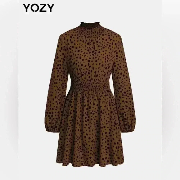 yozi Dresses & Skirts - Yozi brown and black dress in size Medium. 🐆 Very flattering!